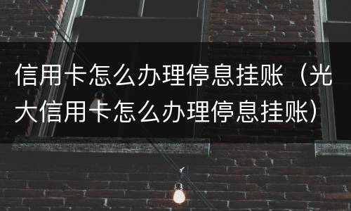 信用卡怎么办理停息挂账（光大信用卡怎么办理停息挂账）