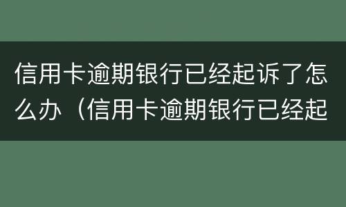 信用卡逾期银行已经起诉了怎么办（信用卡逾期银行已经起诉了怎么办呢）