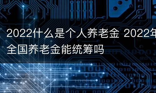 2022什么是个人养老金 2022年全国养老金能统筹吗