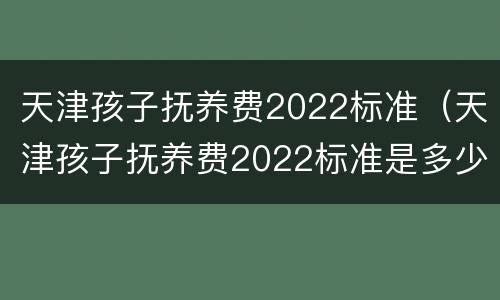 天津孩子抚养费2022标准（天津孩子抚养费2022标准是多少钱）