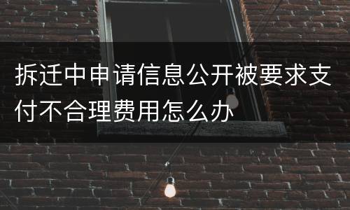拆迁中申请信息公开被要求支付不合理费用怎么办