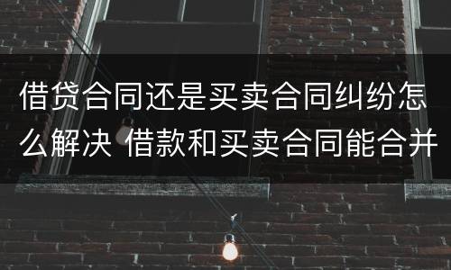 借贷合同还是买卖合同纠纷怎么解决 借款和买卖合同能合并起诉吗