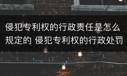 侵犯专利权的行政责任是怎么规定的 侵犯专利权的行政处罚