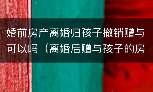 婚前房产离婚归孩子撤销赠与可以吗（离婚后赠与孩子的房怎样撤销）