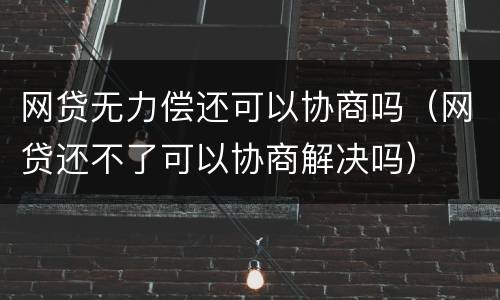 网贷无力偿还可以协商吗（网贷还不了可以协商解决吗）