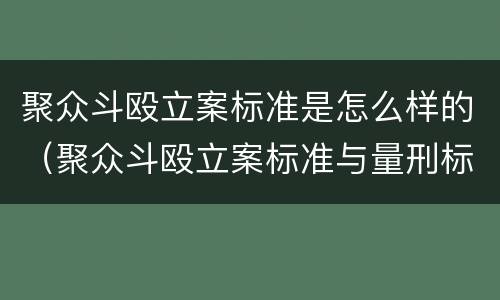 聚众斗殴立案标准是怎么样的（聚众斗殴立案标准与量刑标准）