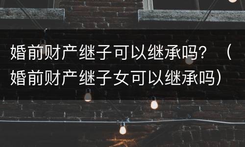 婚前财产继子可以继承吗？（婚前财产继子女可以继承吗）