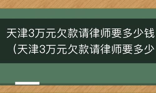 天津3万元欠款请律师要多少钱（天津3万元欠款请律师要多少钱呢）