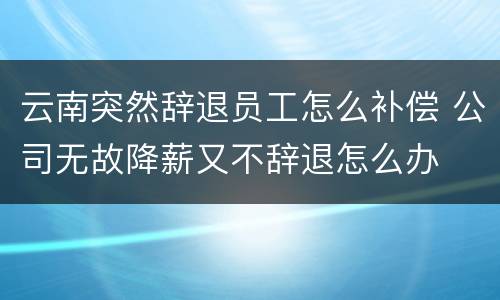 云南突然辞退员工怎么补偿 公司无故降薪又不辞退怎么办