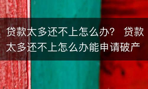 贷款太多还不上怎么办？ 贷款太多还不上怎么办能申请破产吗