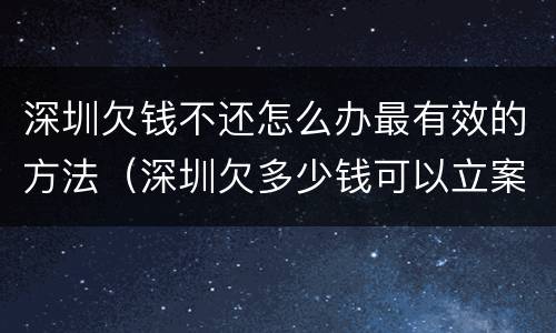 深圳欠钱不还怎么办最有效的方法（深圳欠多少钱可以立案）