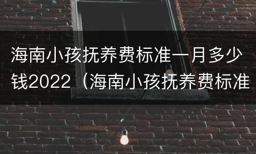 海南小孩抚养费标准一月多少钱2022（海南小孩抚养费标准一月多少钱2022年）