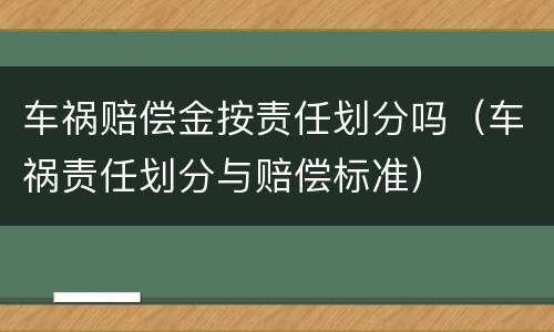 车祸赔偿金按责任划分吗（车祸责任划分与赔偿标准）