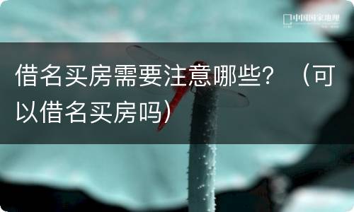 借名买房需要注意哪些？（可以借名买房吗）