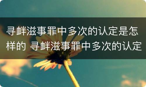 寻衅滋事罪中多次的认定是怎样的 寻衅滋事罪中多次的认定是怎样的标准