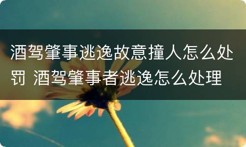 酒驾肇事逃逸故意撞人怎么处罚 酒驾肇事者逃逸怎么处理