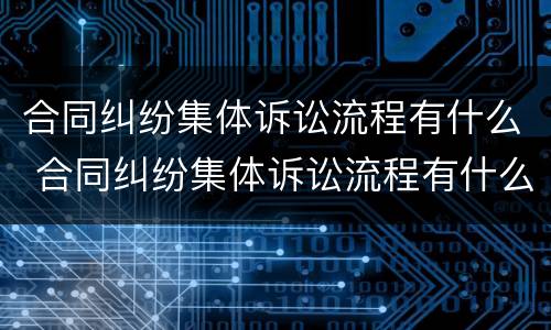 合同纠纷集体诉讼流程有什么 合同纠纷集体诉讼流程有什么要求