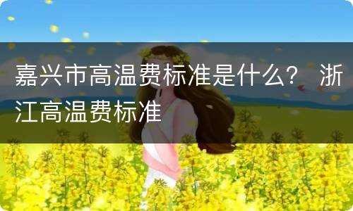 嘉兴市高温费标准是什么？ 浙江高温费标准
