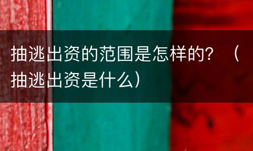 抽逃出资的范围是怎样的？（抽逃出资是什么）