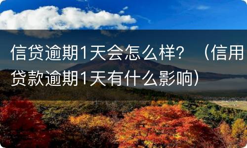 信贷逾期1天会怎么样？（信用贷款逾期1天有什么影响）