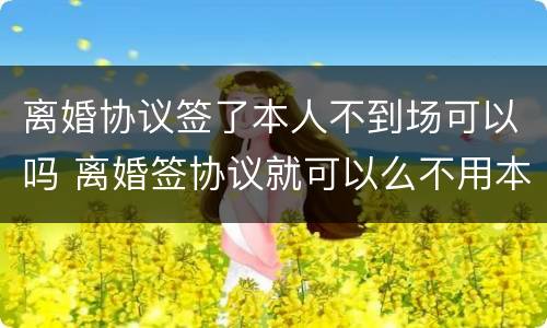 离婚协议签了本人不到场可以吗 离婚签协议就可以么不用本人到场