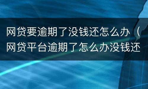 网贷要逾期了没钱还怎么办（网贷平台逾期了怎么办没钱还）