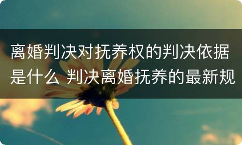 离婚判决对抚养权的判决依据是什么 判决离婚抚养的最新规定