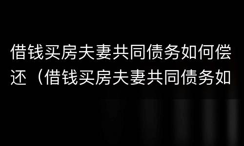 借钱买房夫妻共同债务如何偿还（借钱买房夫妻共同债务如何偿还利息）