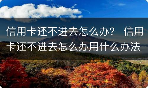 信用卡还不进去怎么办？ 信用卡还不进去怎么办用什么办法解决
