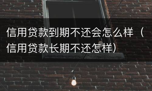 信用贷款到期不还会怎么样（信用贷款长期不还怎样）