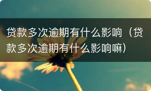 贷款多次逾期有什么影响（贷款多次逾期有什么影响嘛）