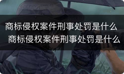 商标侵权案件刑事处罚是什么 商标侵权案件刑事处罚是什么法律