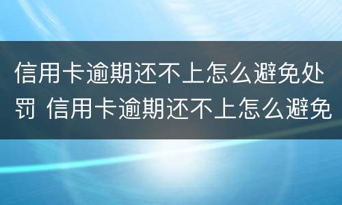 信用卡逾期还不上怎么避免处罚 信用卡逾期还不上怎么避免处罚规定