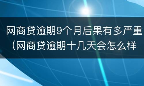 网商贷逾期9个月后果有多严重（网商贷逾期十几天会怎么样）