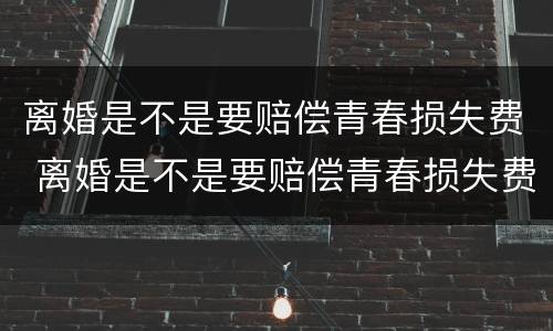 离婚是不是要赔偿青春损失费 离婚是不是要赔偿青春损失费用