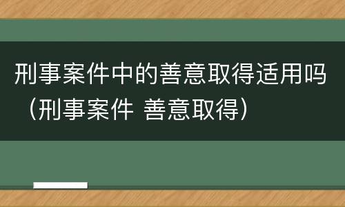 刑事案件中的善意取得适用吗（刑事案件 善意取得）