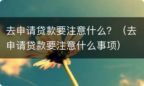 去申请贷款要注意什么？（去申请贷款要注意什么事项）