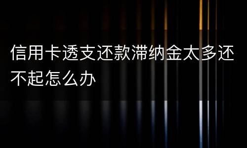 信用卡透支还款滞纳金太多还不起怎么办