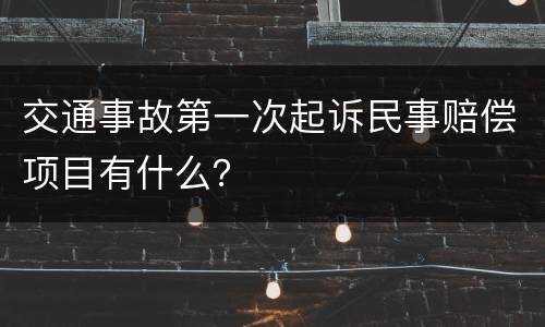 交通事故第一次起诉民事赔偿项目有什么？