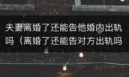夫妻离婚了还能告他婚内出轨吗（离婚了还能告对方出轨吗）