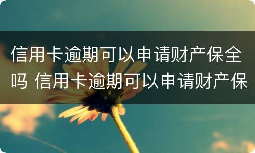 信用卡逾期可以申请财产保全吗 信用卡逾期可以申请财产保全吗要多久
