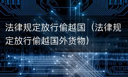 法律规定放行偷越国（法律规定放行偷越国外货物）