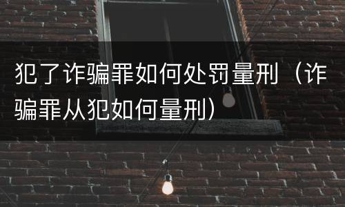 犯了诈骗罪如何处罚量刑（诈骗罪从犯如何量刑）