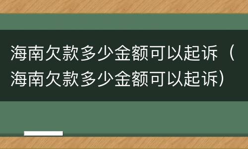 海南欠款多少金额可以起诉（海南欠款多少金额可以起诉）