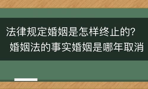 法律规定婚姻是怎样终止的？ 婚姻法的事实婚姻是哪年取消的