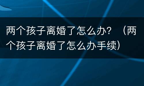 两个孩子离婚了怎么办？（两个孩子离婚了怎么办手续）