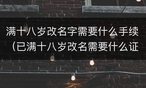 满十八岁改名字需要什么手续（已满十八岁改名需要什么证明）