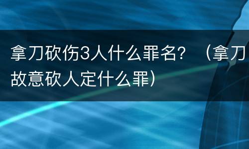 拿刀砍伤3人什么罪名？（拿刀故意砍人定什么罪）