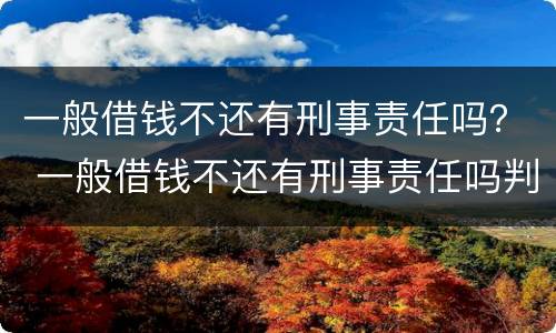 一般借钱不还有刑事责任吗？ 一般借钱不还有刑事责任吗判几年