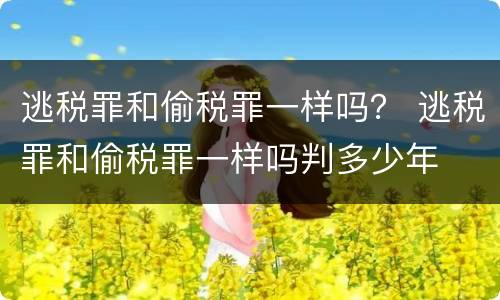 逃税罪和偷税罪一样吗？ 逃税罪和偷税罪一样吗判多少年